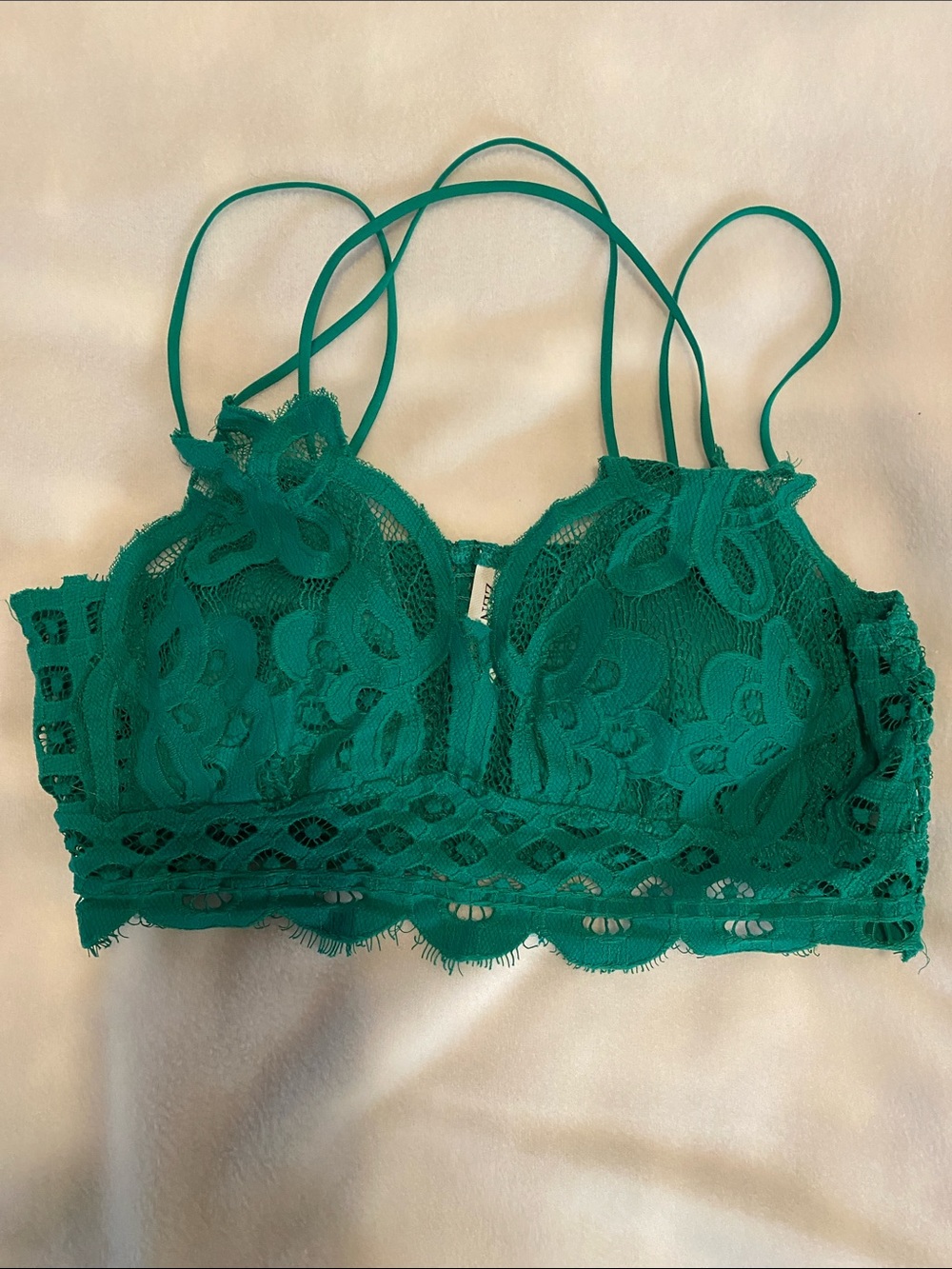 Green Lace Floral Bralette with Double Straps - Women Intimates